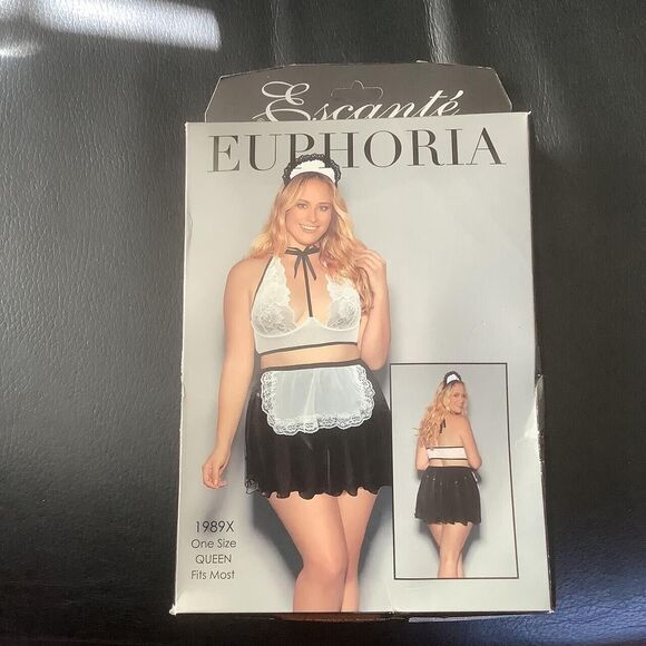 Queen plus size Euphoria Éscante one size fits most lingerie boxed French maid w - Picture 2 of 2